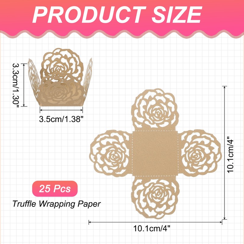 25PCS Truffle Wrapper 4 Inch Square Cupcake Liner Baking Paper Light Gold gallery