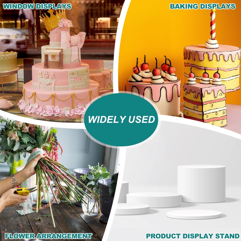 Round Foam Cake Dummy, 6"x 5" White Fake Cake Circles Dummies, 2Pcs gallery