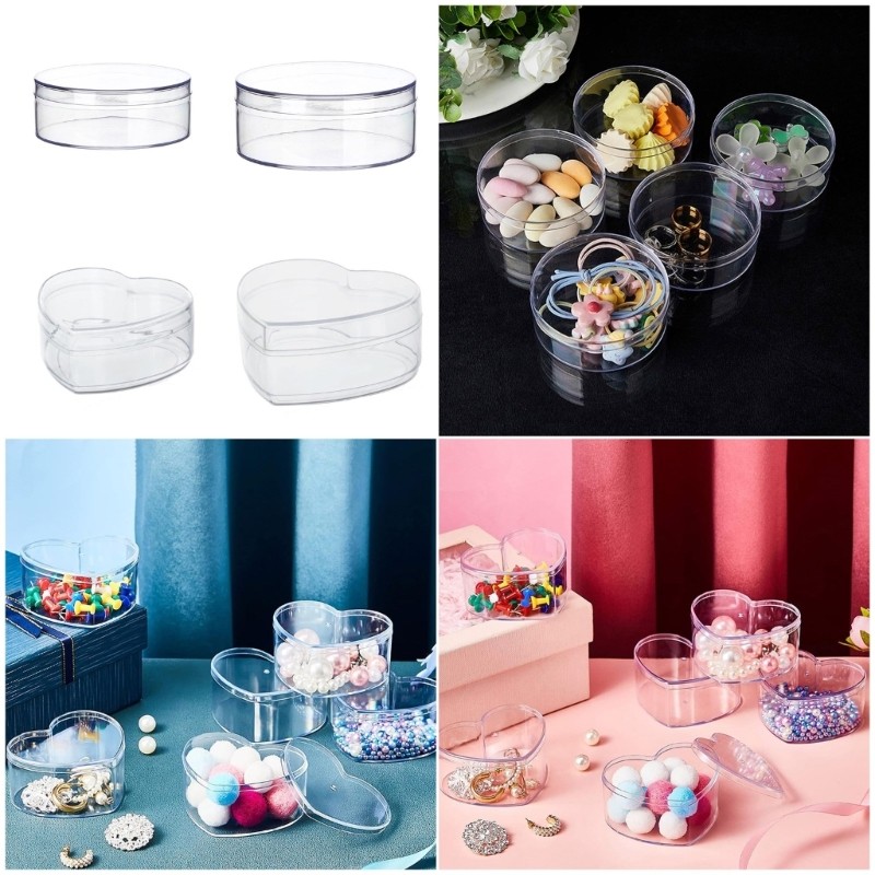 Heart/Round Storage Box Acrylic Containers with Lids for Candy Pills and Jewelry gallery