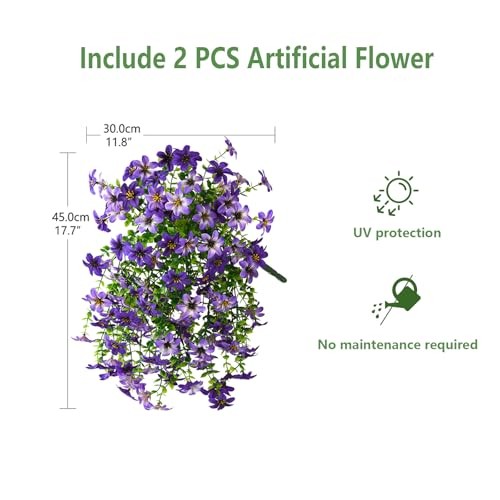 Artificial Flowers Wind Chime Bellflower 2 Pcs Faux Dark Purple&light Purple gallery