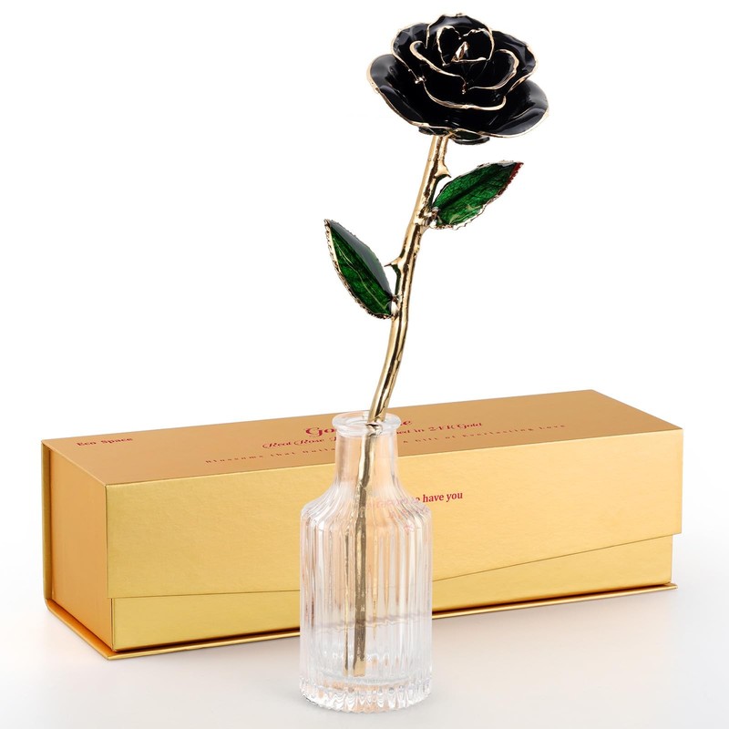 ECO SPACE 24K Gold Dipped Rose – Handpicked Real Rose in 24K Gold – Bold, One-of
