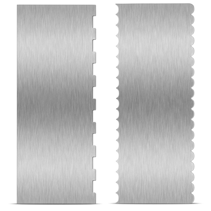 2 Pack 9″ Stainless Steel Cake Scraper Edge Stripe Smoother Cake Decorating Comb