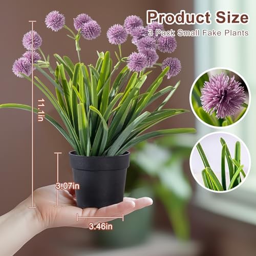 3 Pack Fake Small Plant in Pot Artificial Potted Flowers for Home Decor Type 4 gallery