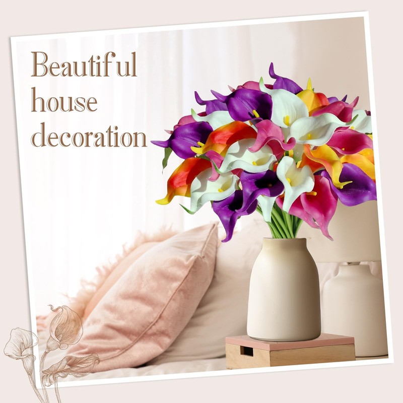 Janinka 40 Pcs Artificial Calla Lily Flowers Bulk Realistic Silk Calla Lilies gallery