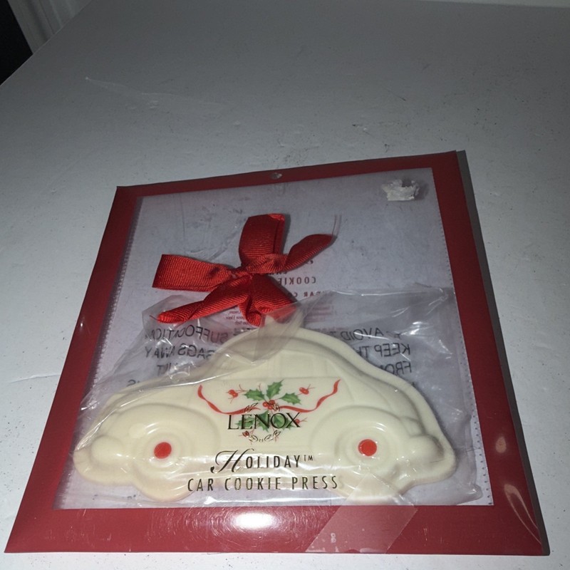 Lenox Holiday Car Mini Cookie Press White/Red Ceramic Decorative Christmas