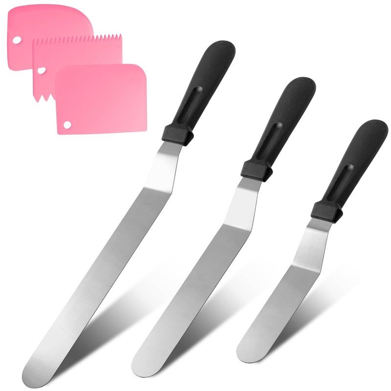6 Pack Stainless Steel Icing Angled Cake Spatulas Frosting Scrapers 6 8 10 Inch gallery
