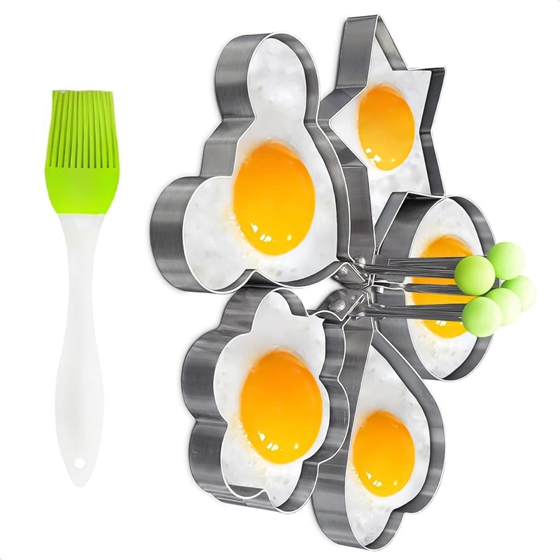 5 Pack Stainless Steel Egg Molds Different Shape Pancake Molds for Omelette gallery