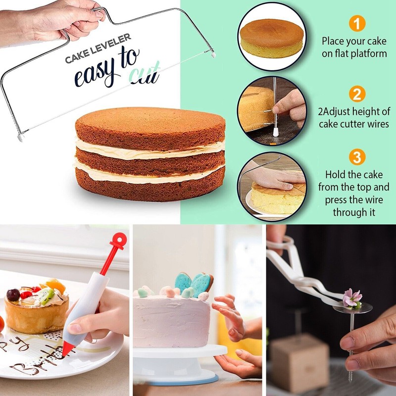108Pcs DIY Baking Cupcake Cake Decorating Supplies Tool Kit Turntable Stand Pen gallery
