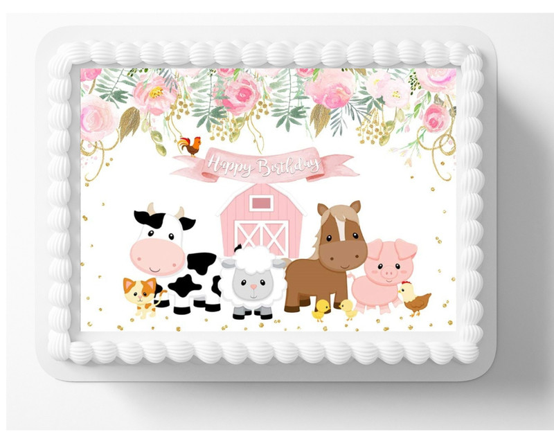 Farm Barnyard Animals Edible Image Edible Birthday or Baby Shower Cake Topper