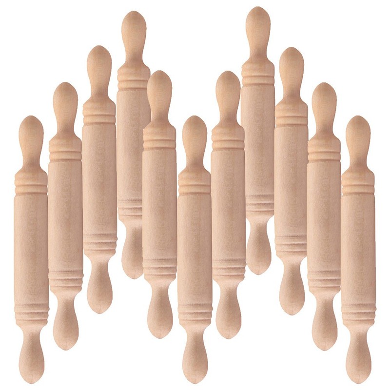 11Pcs Small Rolling Pin Tiny Wooden Rolling Pin Craft Kitchen Pretend Play Toy