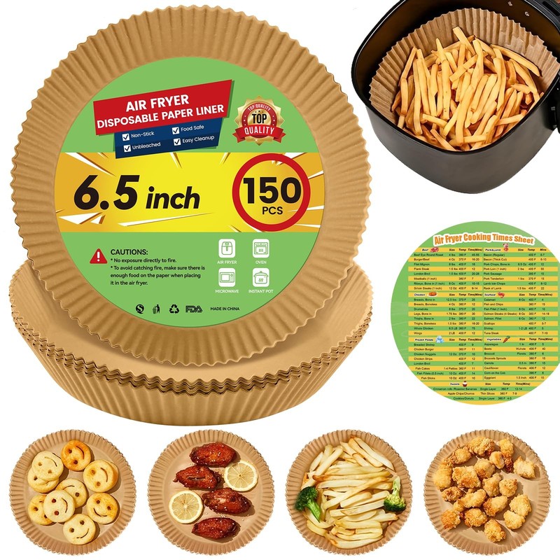Stoear Air Fryer Paper Liners Disposable: 150Pcs 6.5 Inch 6.5″Round,