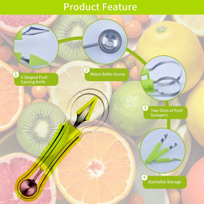 5Pcs Melon Baller Scoop Set, 4 in 1 Stainless Steel Set gallery