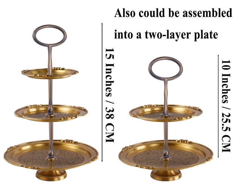15 Inches 3-Tier Cupcake Retro Golden Stand Hardware Fitting, Metal Mold Oval... gallery