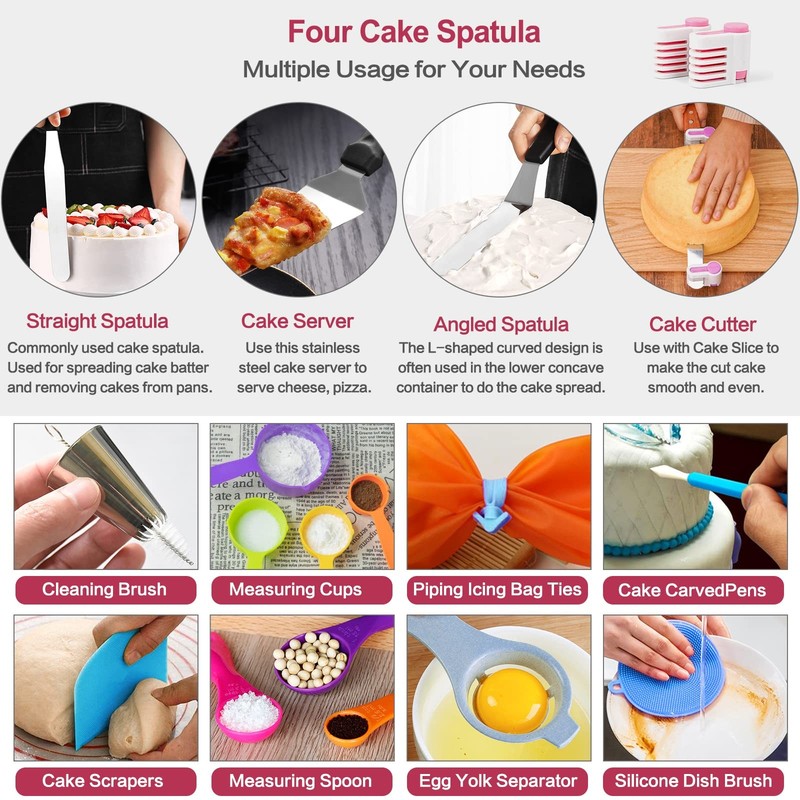 Aluminum Alloy Revolving Cake Stand & Carrier - 268PCS Kit with 54 Piping Tip... gallery