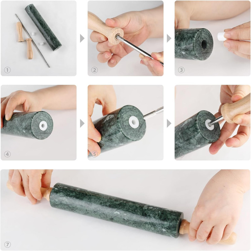 Marble Rolling Pin, Non-Stick Stone Dough Roller, Rolling Pin for Baking,Pasta, gallery