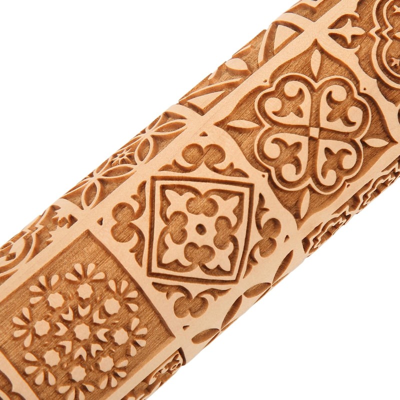 3pcs Wooden Embossed Rolling Pin, Practical Engraved Embossing Rolling Pin wi... gallery