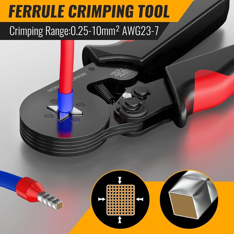 Ferrule Crimping Tool Kit,Wire Ferrule Kit Crimper Connectors，4 corners gallery