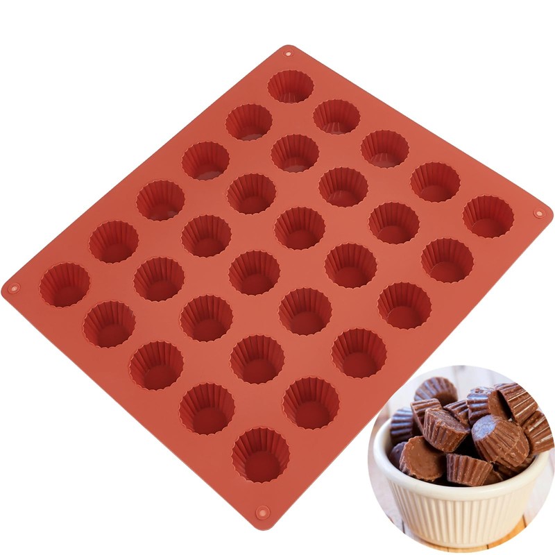 30-Cavity Mini Peanut Butter Cup Mold Silicone Candy Mold Bite Size for Keto ... gallery