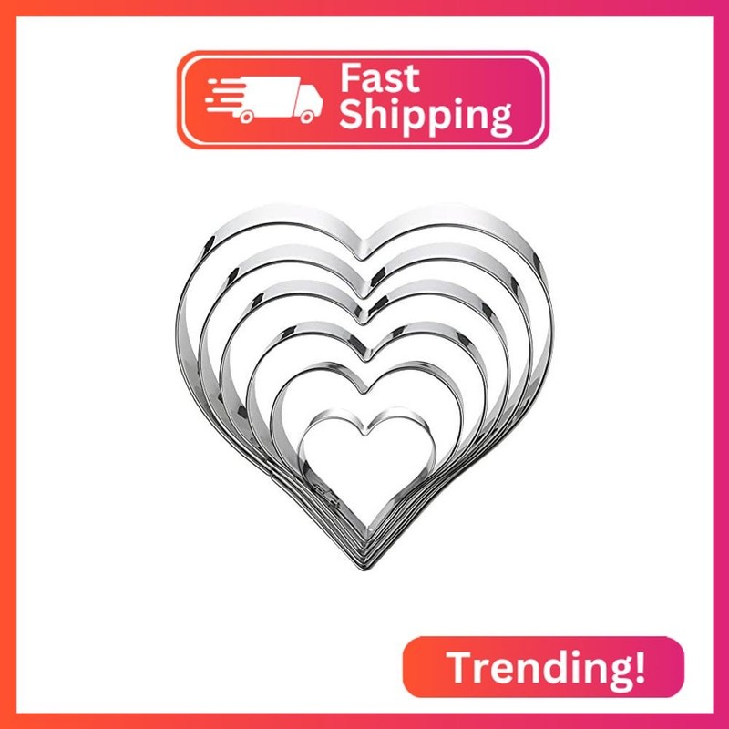 Heart Cookie Cutter Set-6 Pieces in Gratuated Size-Stainless Steel gallery