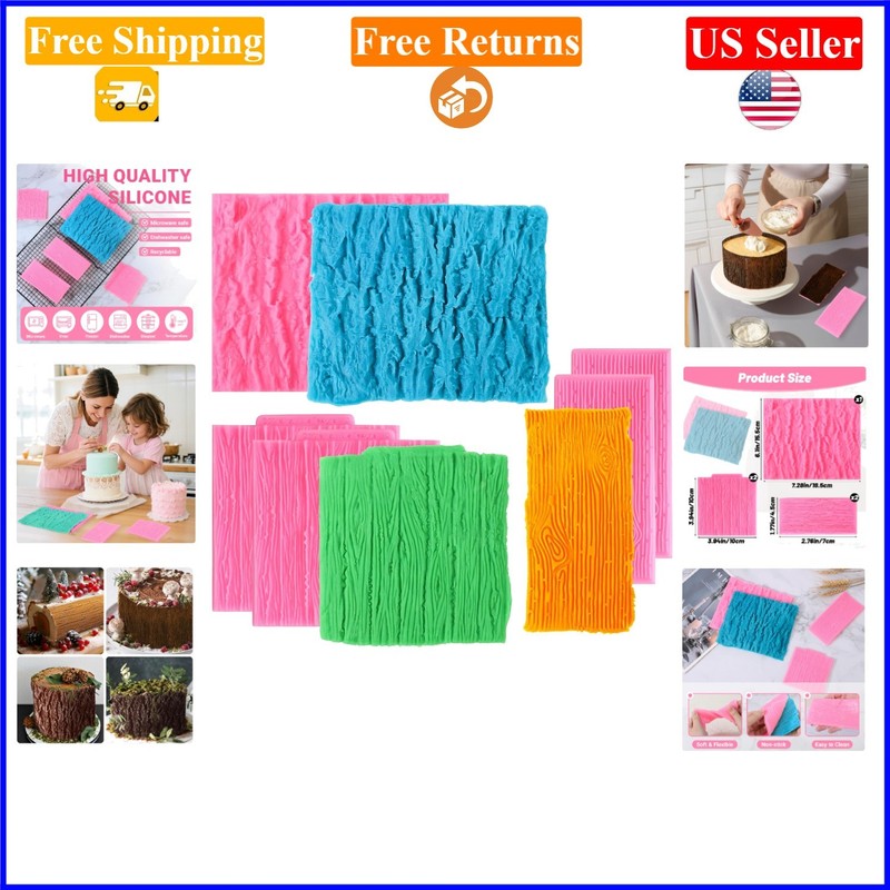 Pink Bark Silicone Cake Decorating Molds, 5pcs, Small Size