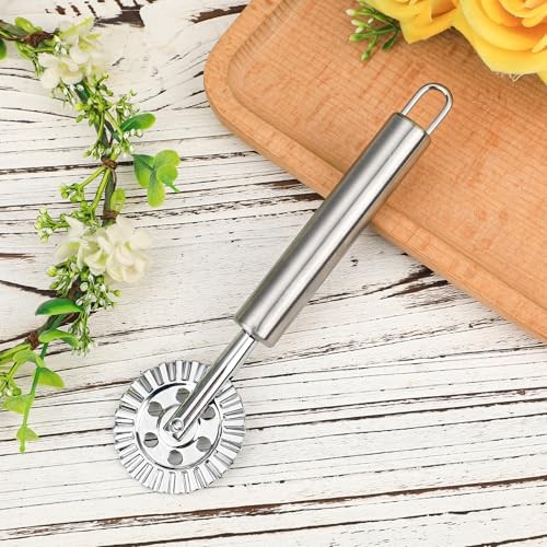 Pastry Wheel Cutter, Stainless Steel Fluted Pasta Crimping Wheel Dough Crimper gallery