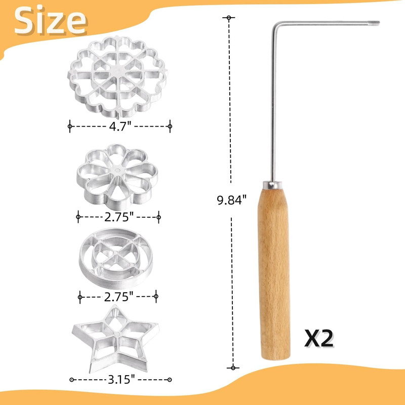 6 Pack Bunuelos Molds with Handles, Rosette Timbale Iron Set with 2 Interchangea gallery