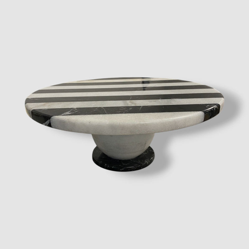 Vetta Home Black/White Striped The Disco Marble Cake Stand 12″ Dia