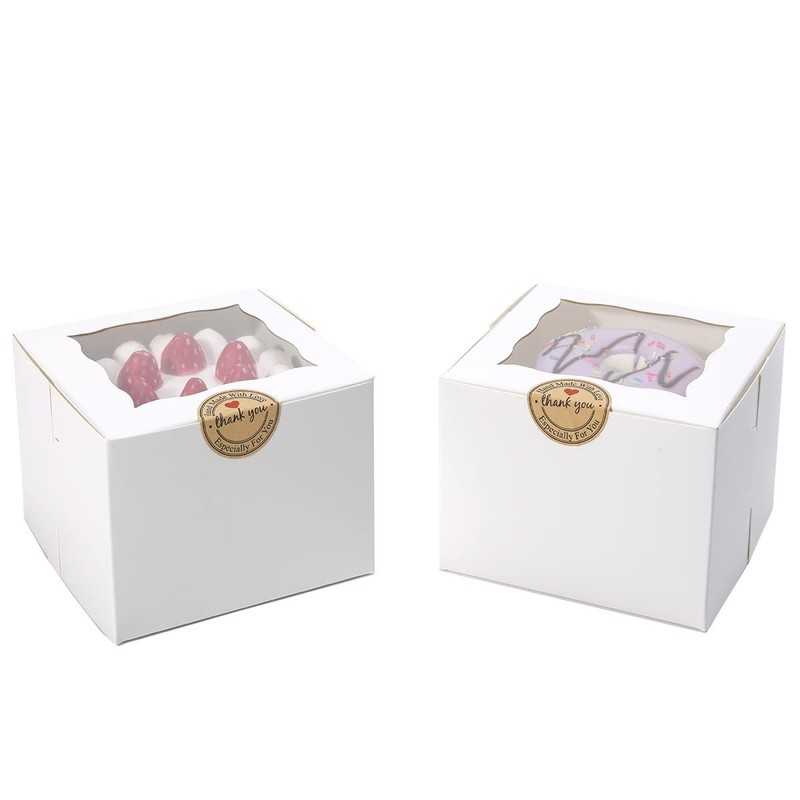 Cookie Boxes with Window 5x5x3.5 Inch[50 Pack] Premium White Bakery Boxes,Min... gallery