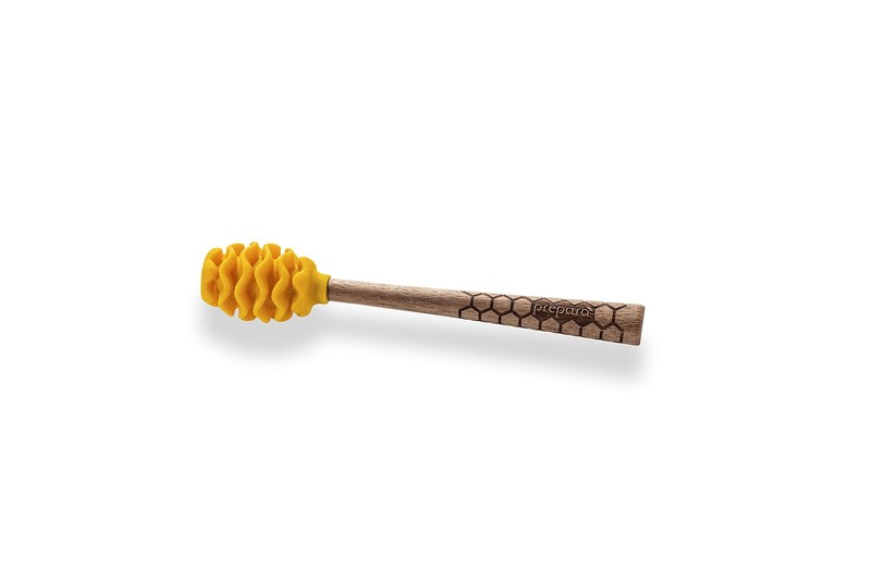Wooden and Silicone Honey Dippers, Yellow