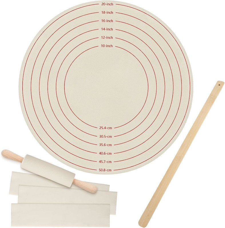 5 Pcs Lefse Making Kit: Pastry Cloth, Rolling Pin Covers & Wood Stick