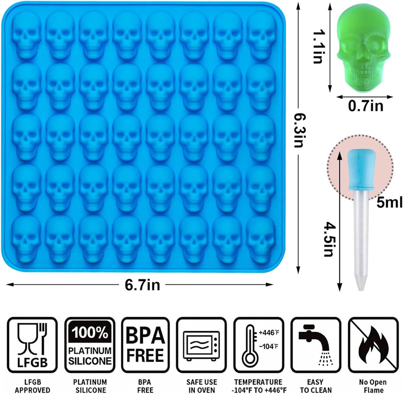 4Pcs Gummy Skull Chocolate Molds, Gummy Skull Candy Molds, Non-Stick Silicone Ca gallery