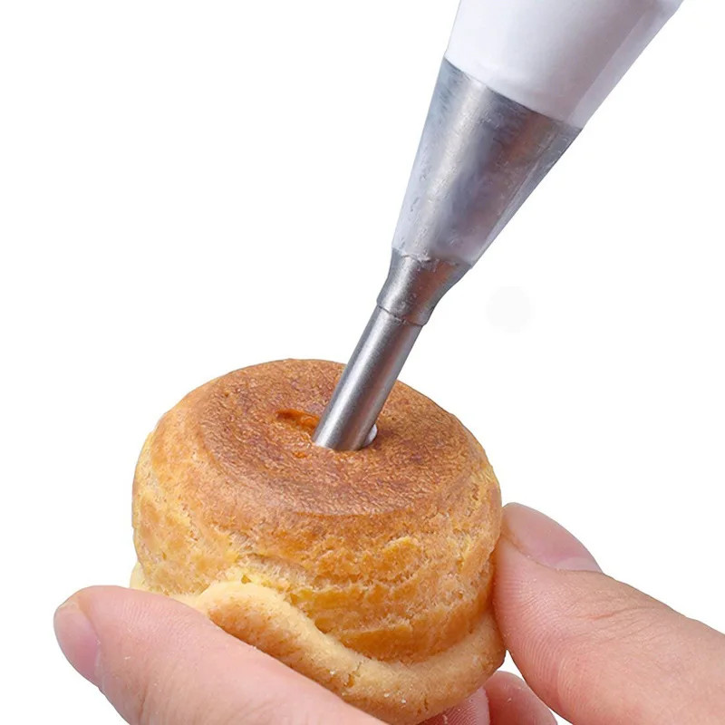 1/4Pcs Stainless Steel Puff Cream Nozzles Cake Icing Piping Tip DIY Donut Pastry gallery