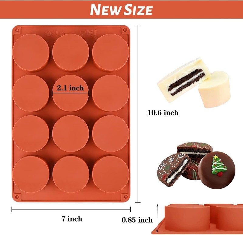 2 Pack Round Chocolate Cookie Molds, 12 Cavity 2.1" Cylinder Silicone Mold fo... gallery