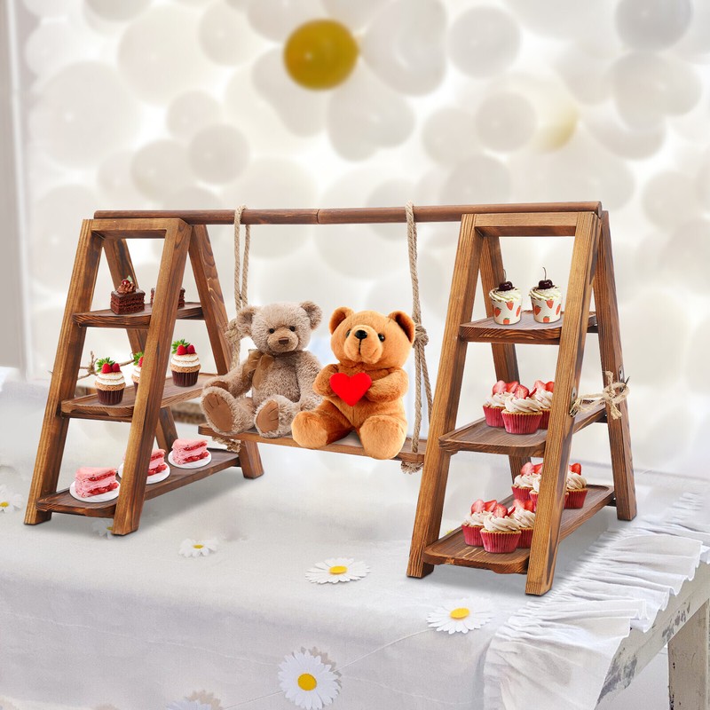 3Tier Solid Wooden Simplicity Serving Tray Dessert Stand Cupcake Stand Rack Deco gallery