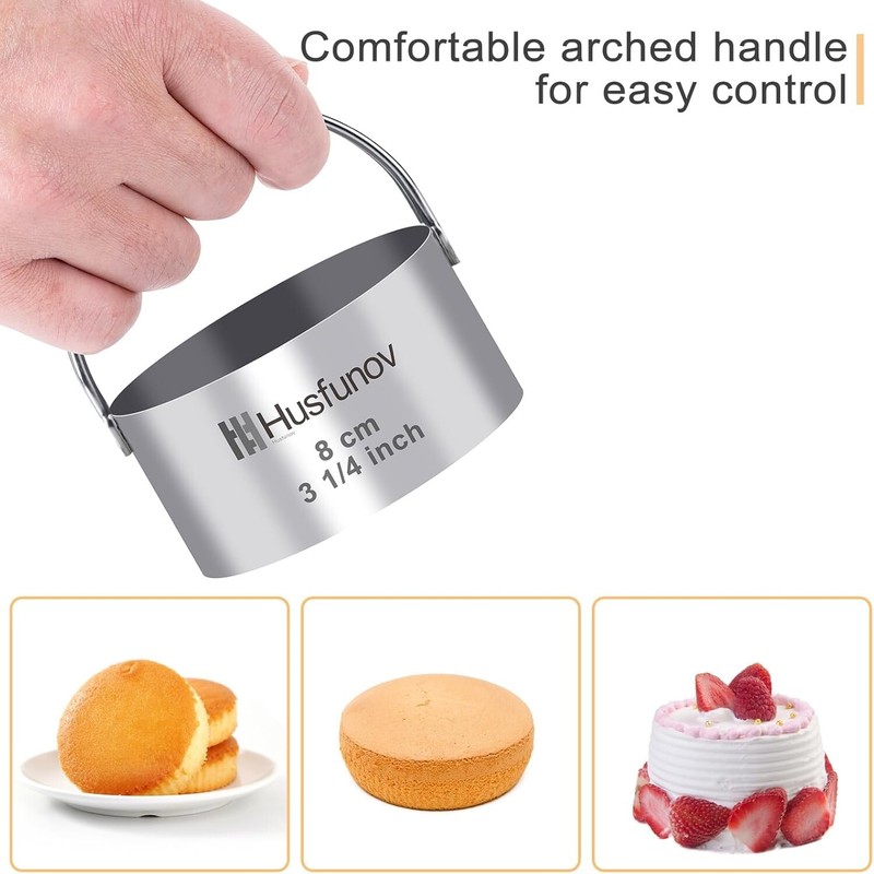 5PCS Round Biscuit Cookie Cutter Set with Handle Stainless Steel Baking Tools gallery
