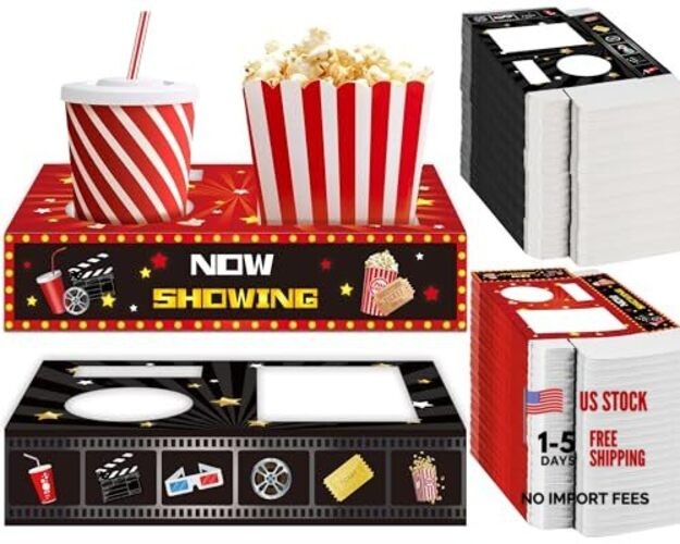 50 Pcs Supplies Snack Trays Theater Snack Boxes Cinema Theme Paper Movie Night