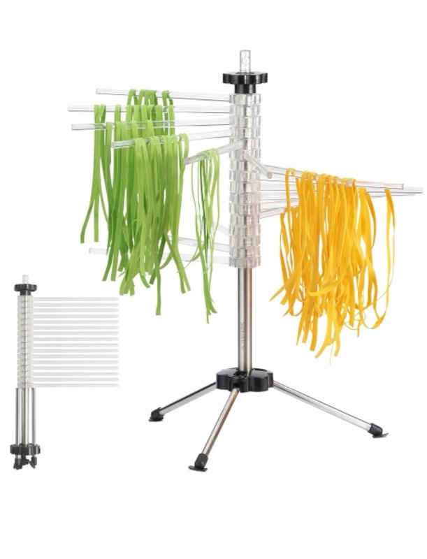 Collapsible Pasta Drying Rack - Tall Compact Spaghetti Noodle Stand with gallery