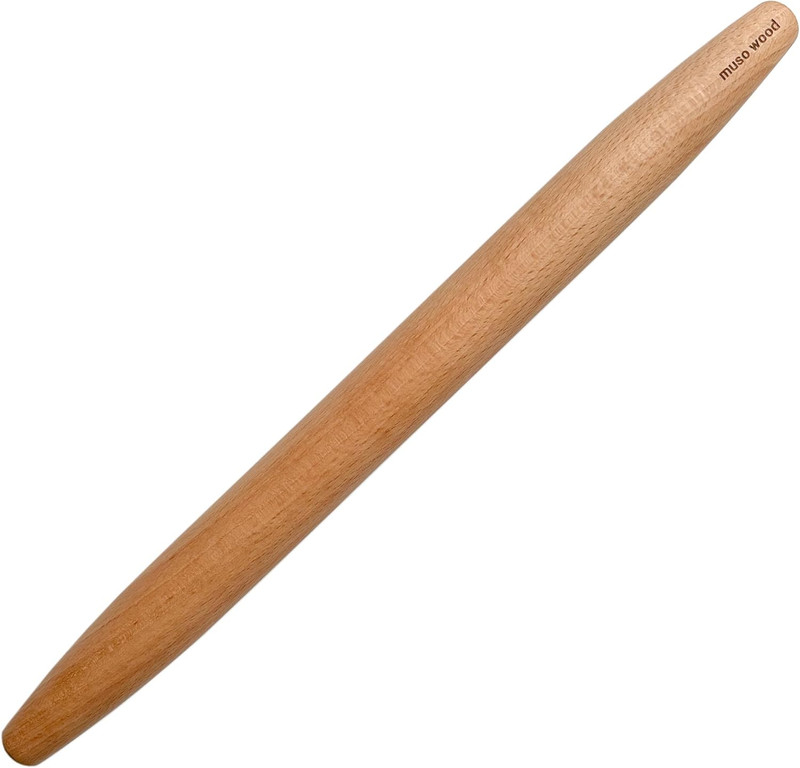 Muso Wood Wooden French Rolling Pin for Baking, Beech Wood Tapered Rolling