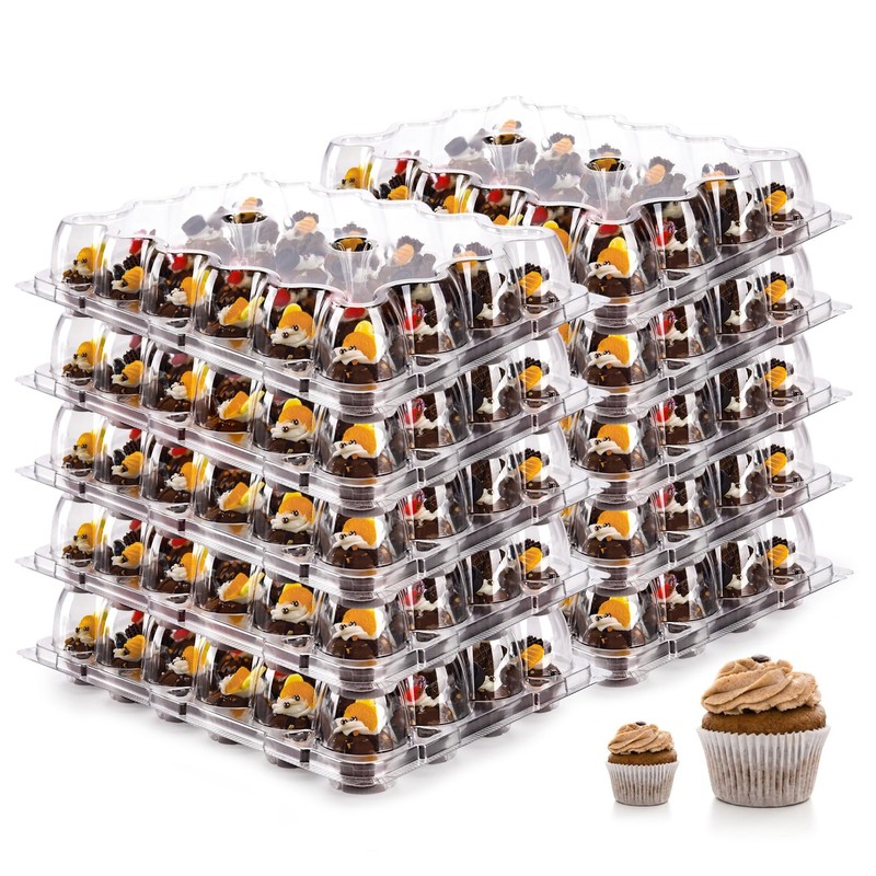 24 Count Mini Cupcake Containers 15 Pack Cupcake Holder With Detachable Tall Dom