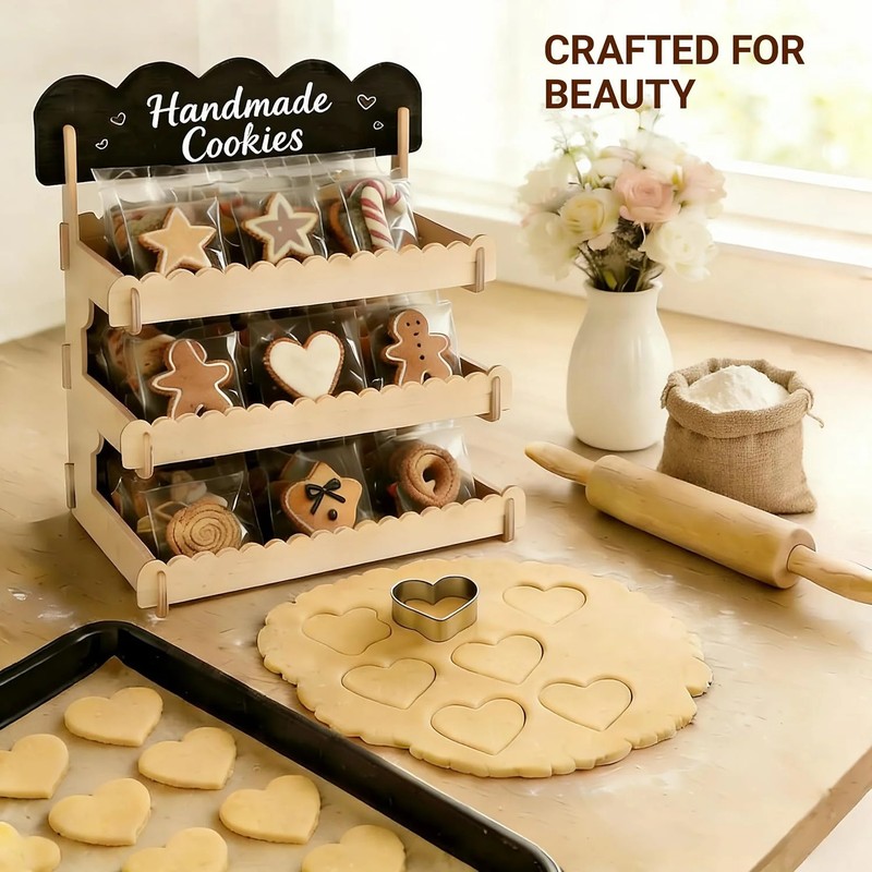 Cookie Display Stand for Vendors - Snack Organizer Countertop with Chalkboard, T gallery