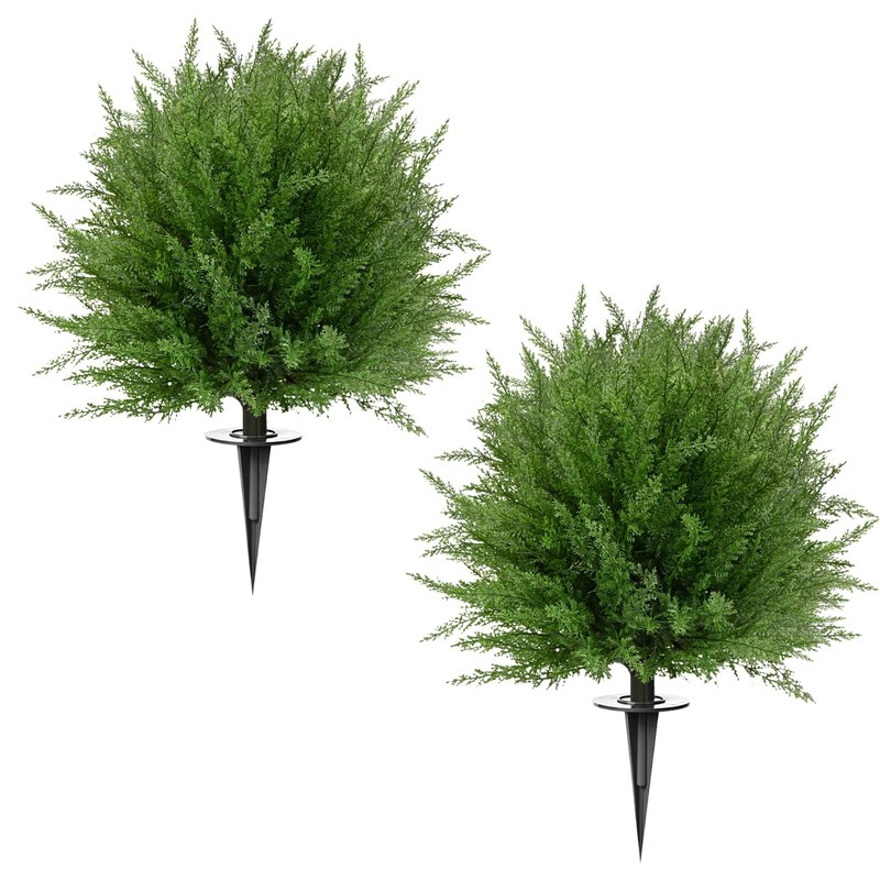 FAJUNZH Artificial Boxwood Topiary Ball Bush w/ Spike – UV Resistant Outdoor Dec