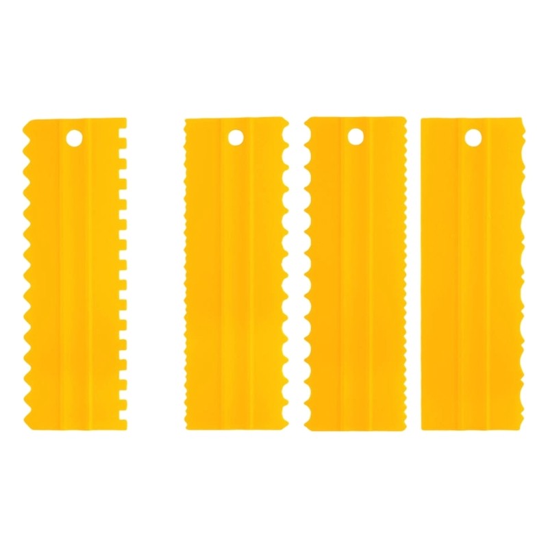 Pack of 4 Multiple Shape Cake Scrapers for Baking and Decorating Plastic Combs gallery