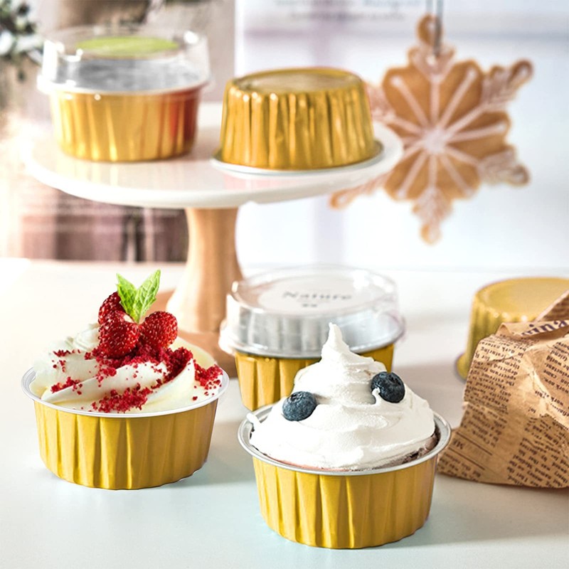 Aluminum Foil Baking Cups with Lids, 5oz Disposable Muffin Cupcake Ramekins gallery