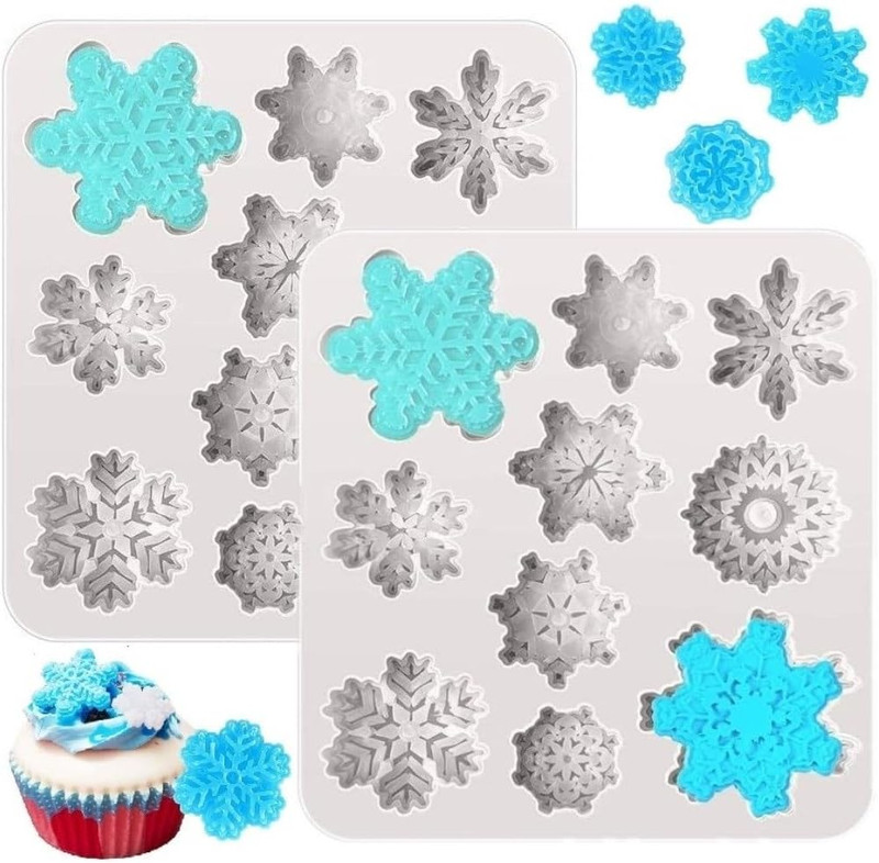 Snowflake Silicone Fondant Mold Baking Molds for Christmas Chocolate Dessert Can