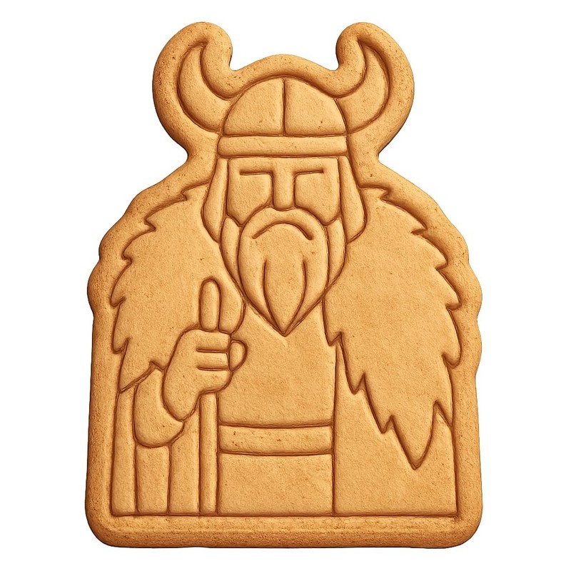 Viking in Fur Cloak Cookie Cutter & Stamp, Fondant & Clay Cutter – 3×4″