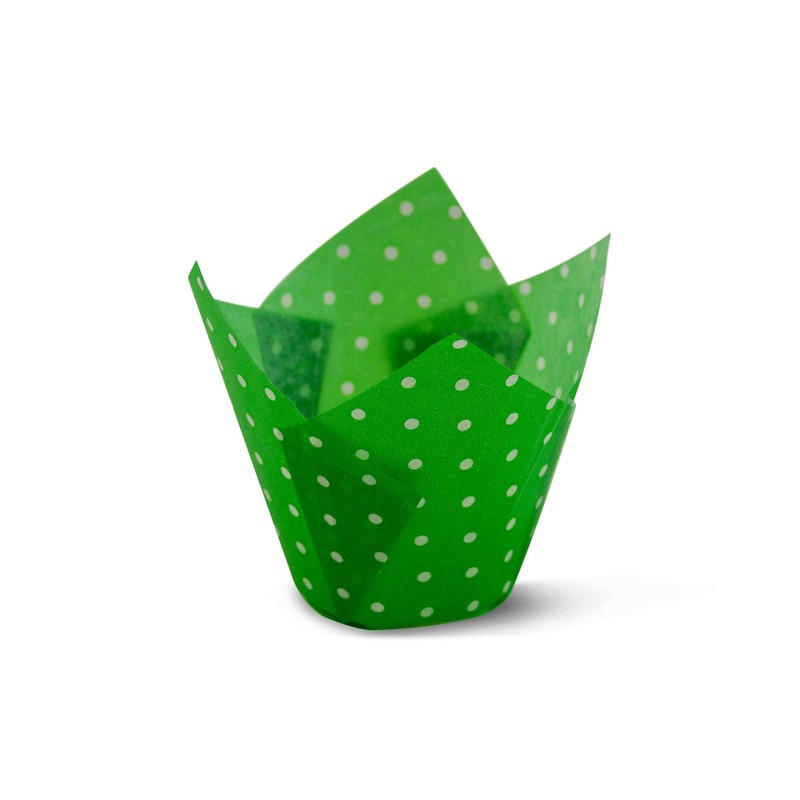 Polka Dot Green Tulip Baking Cups 100 PCS Cupcake Muffin Liners Paper