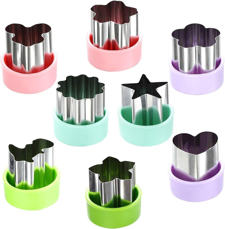 Vegetable Cutter Shapes Set (8 Pack) – 1.5″ Stainless Steel Mini Cookie & Fruit