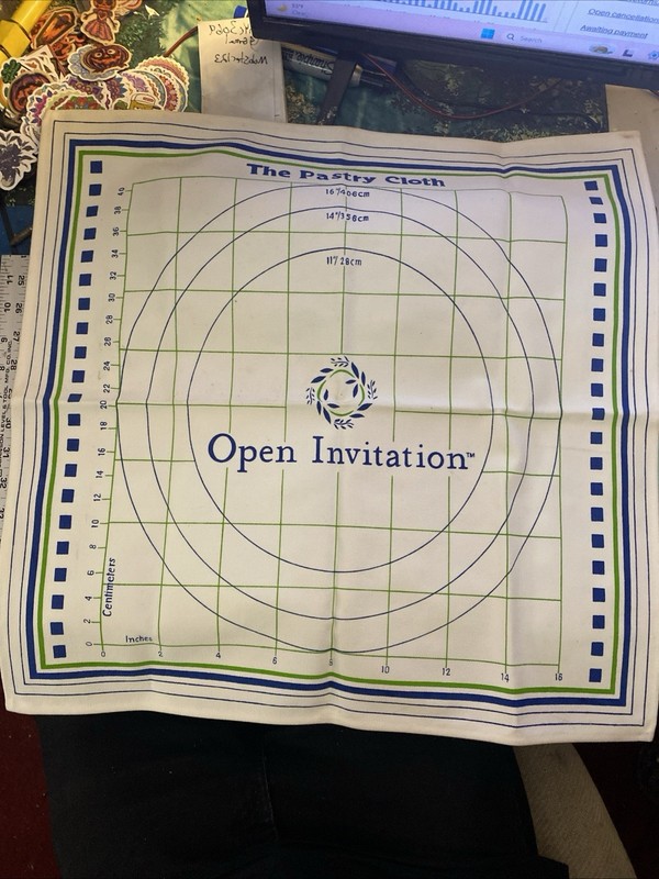 The Pastry Cloth Open Invitation Measure Blue Green Square 100% Cotton