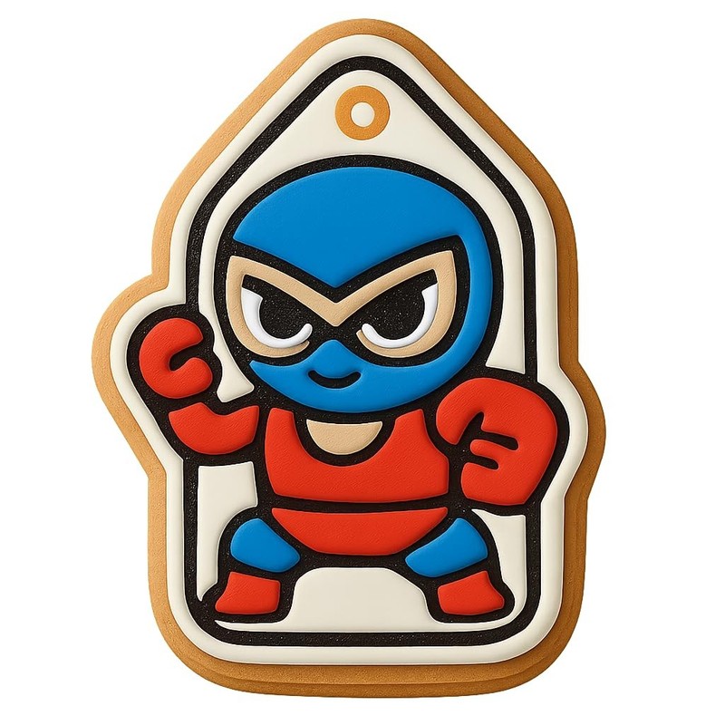 Chibi Wrestler Tag Cookie Cutter & Stamp, Fondant & Clay - 4x2.9 gallery