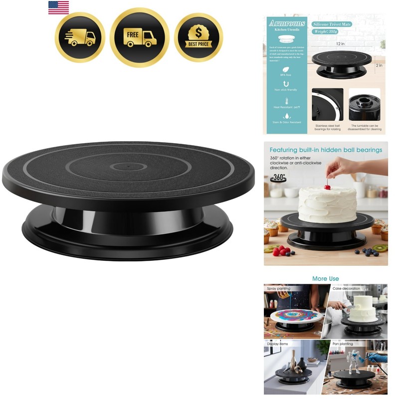 11 Inch Cake Stand, Rotating Cake Turntable for Decorating, Display & Baking,…